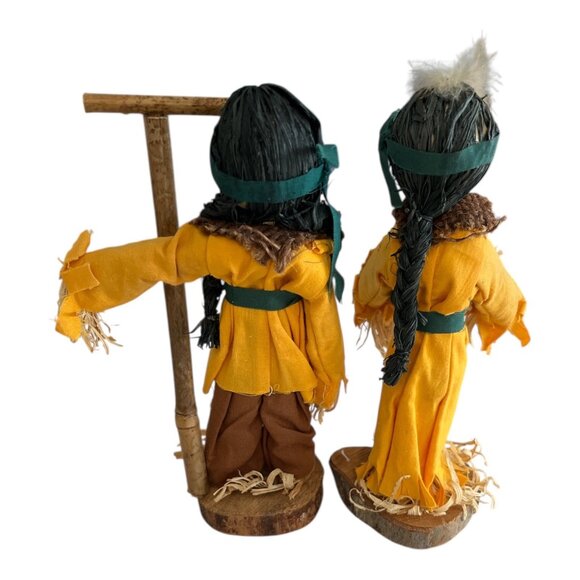 Rustic Corn Husk Farmer Dolls with Wooden Base – 7x2 – Made in China – Harvest T - Picture 2 of 4